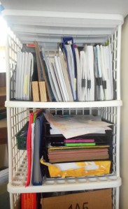 Basic Homeschooling supplies organizational shelf